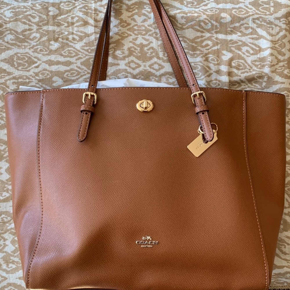 Large leather coach tote